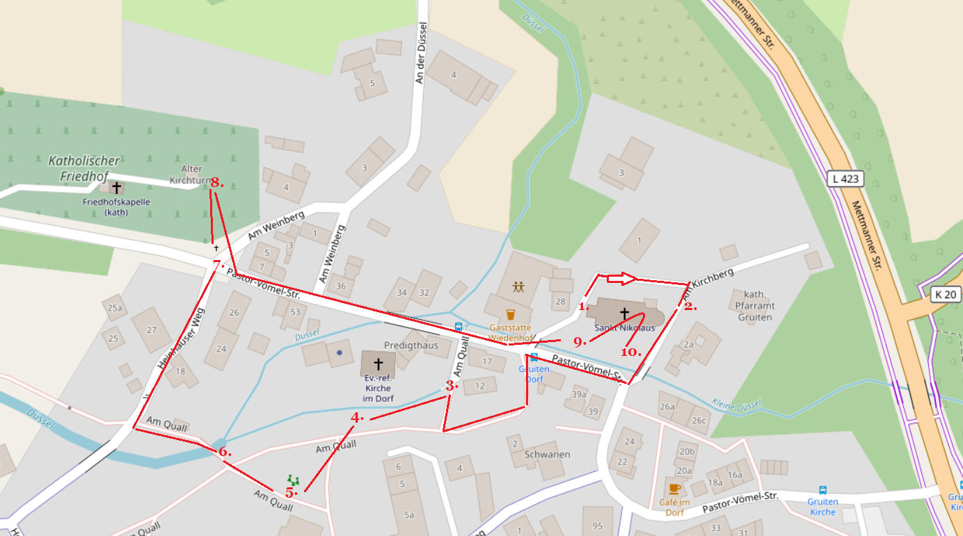 Stationen auf dem Familienkreuzweg in Gruiten