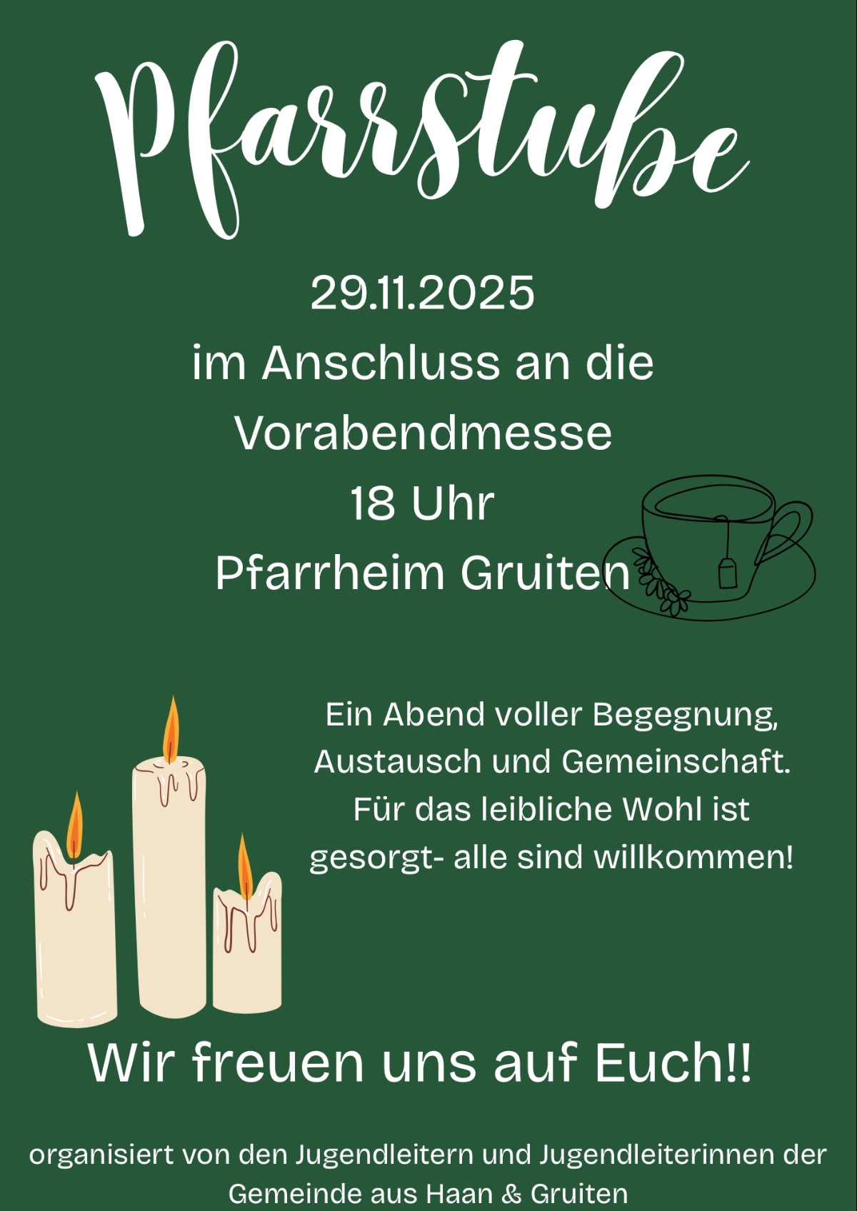 Pfarrstube in Gruiten nach der Vorabendmesse