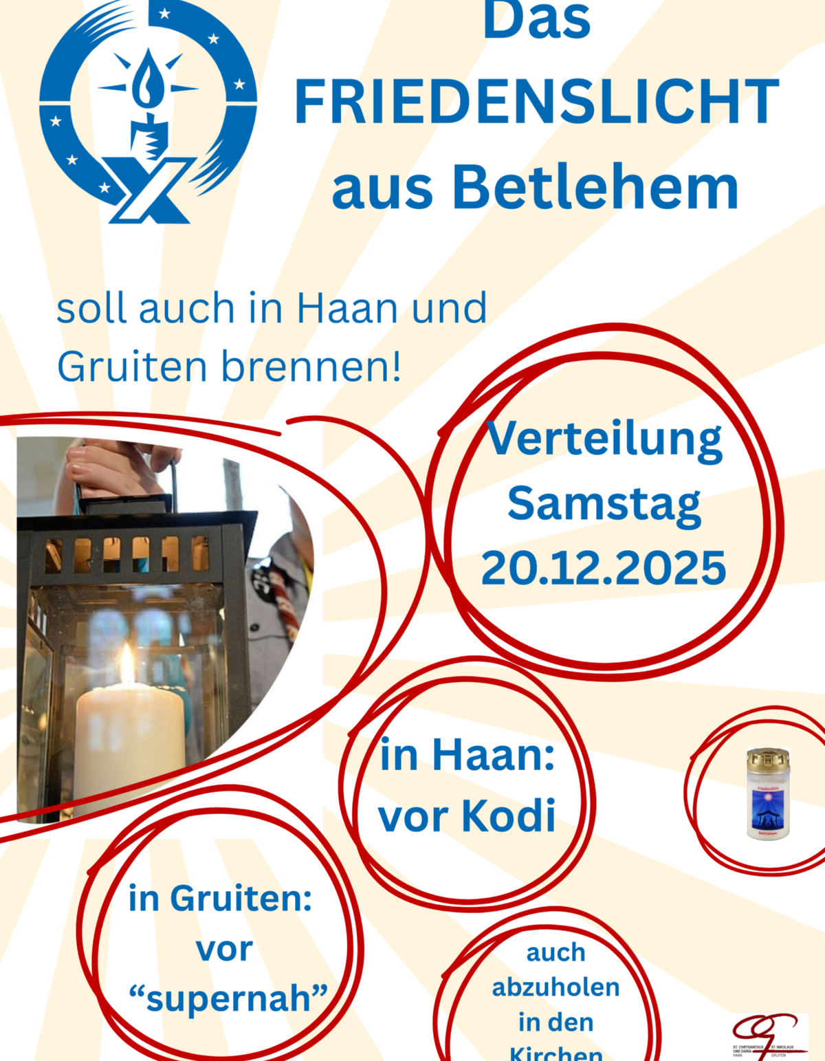 Friedenslicht aus Bethlehem in Haan und Gruiten