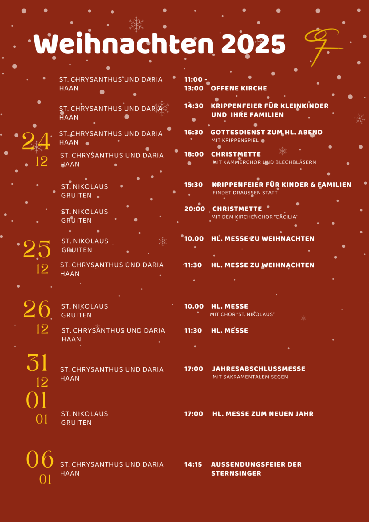 Weihnachtsgottesdienste