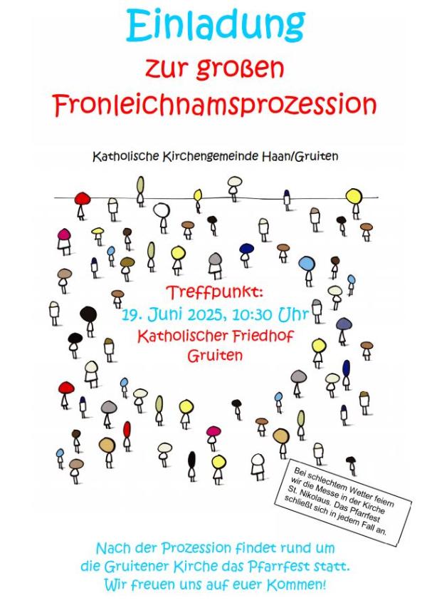 Einladung zur Fronleichnamsprozession 2025