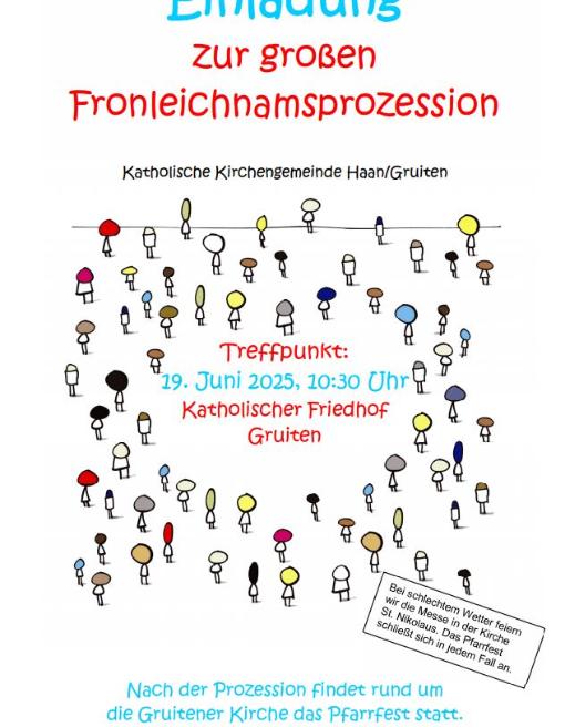 Einladung zur Fronleichnamsprozession 2025