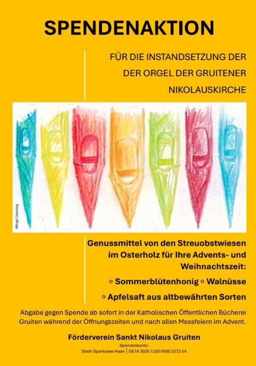 Spendenaktion zu Gunsten der Orgel in St. Nikolaus