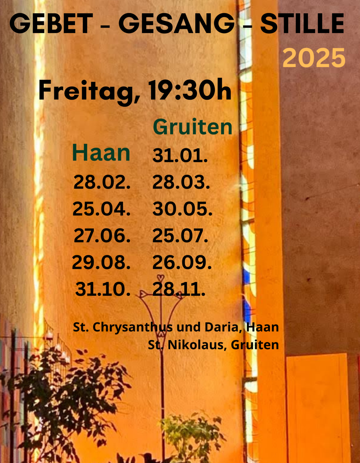 Taizegebet 2025 Jahresplan