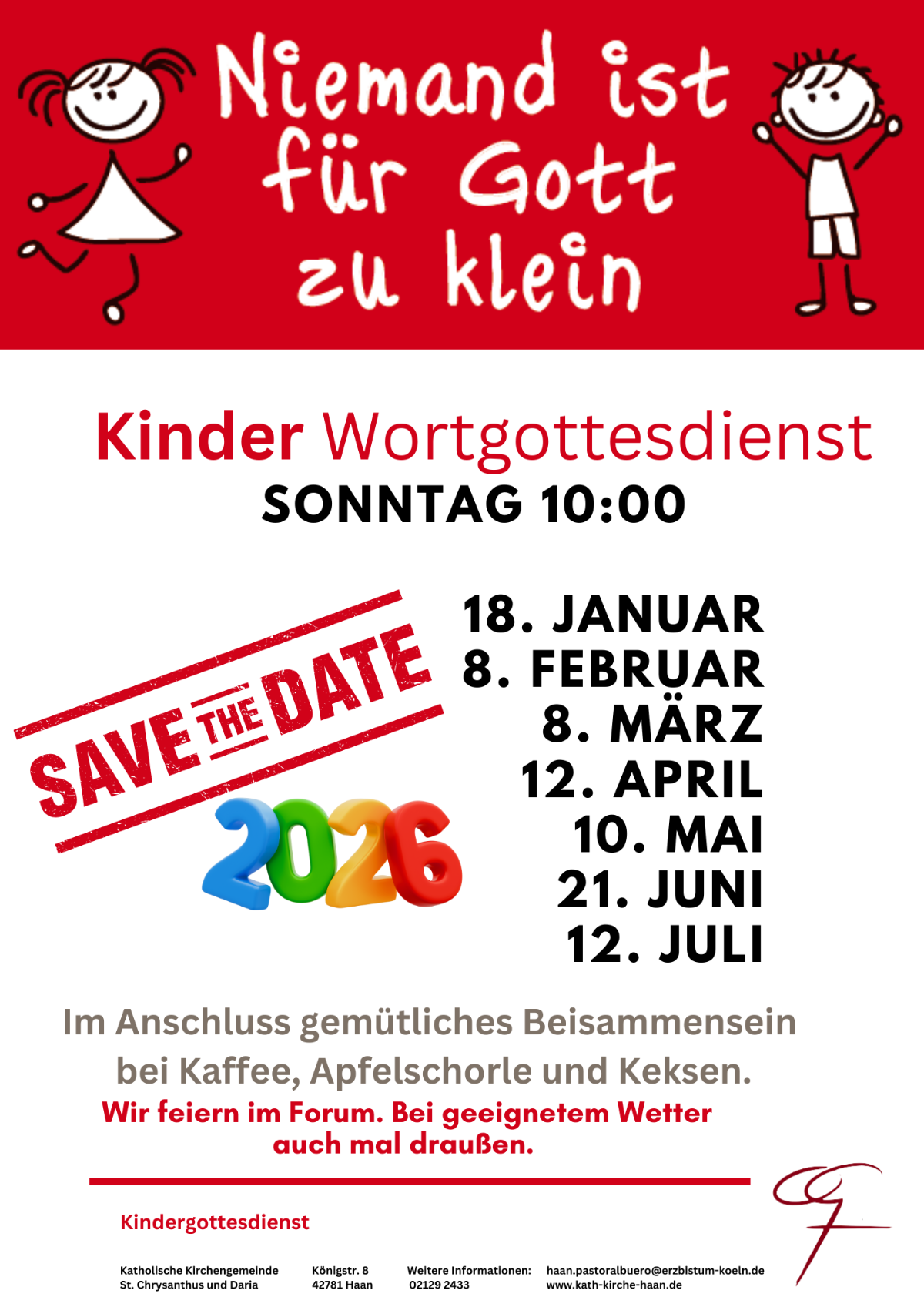 Kindergottesdiente 2026 - Save the Date