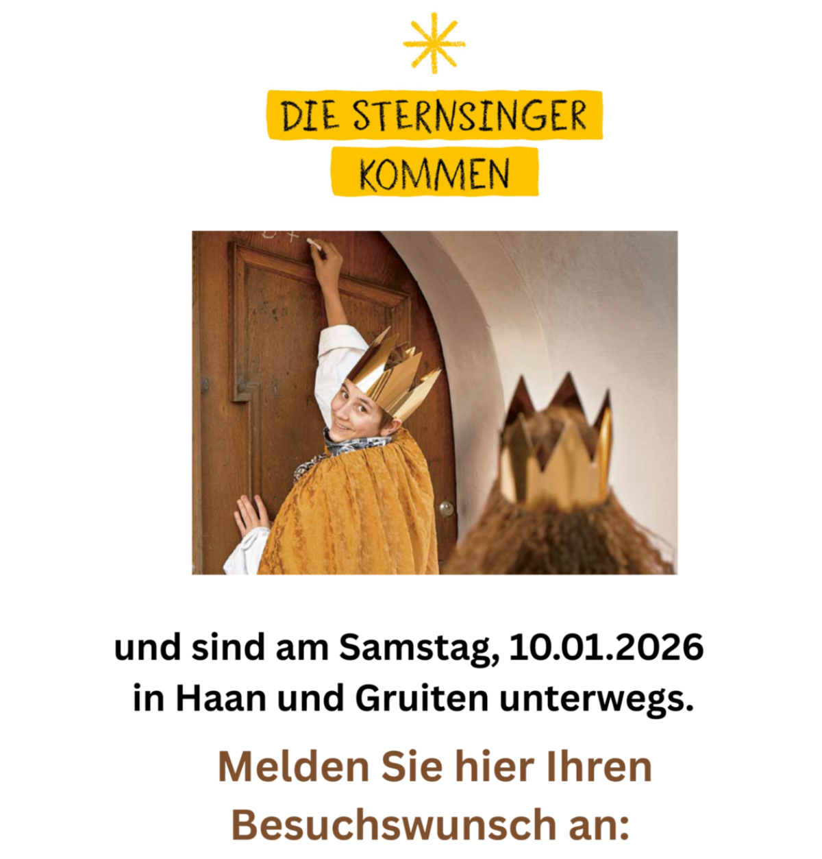 Sternsinger 2026  - Besuchswunsch anmelden
