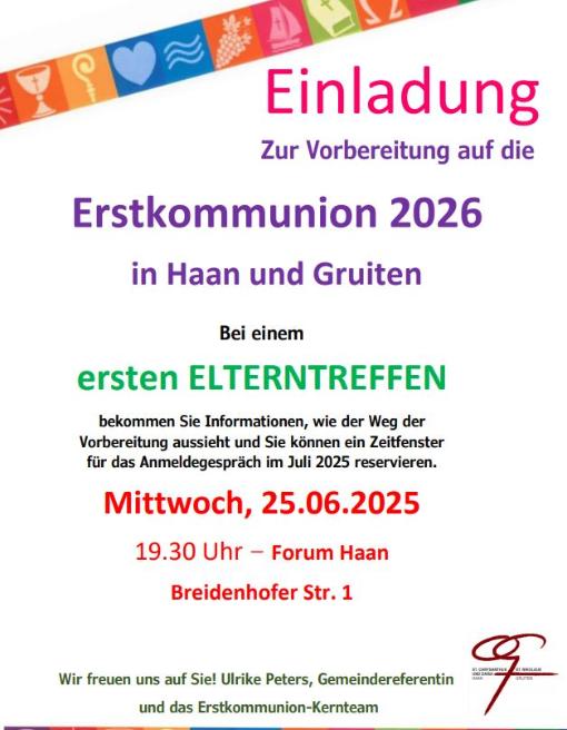 Einladung Informationsabend Erstkommunion 2026