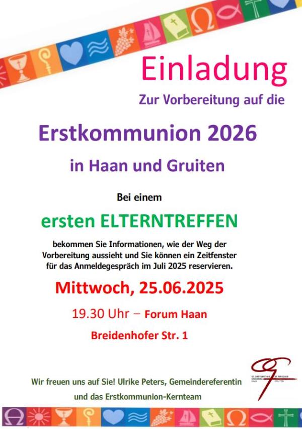Einladung Informationsabend Erstkommunion 2026