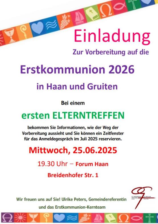 Einladung Informationsabend Erstkommunion 2026