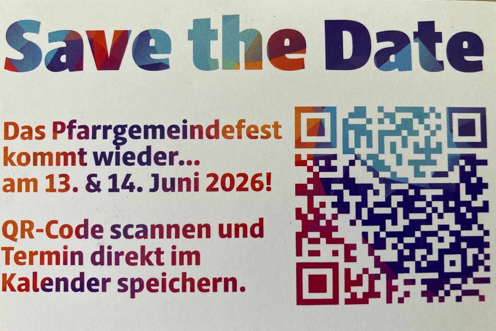 Pfarrgemeindefest 2026 , Save the Date