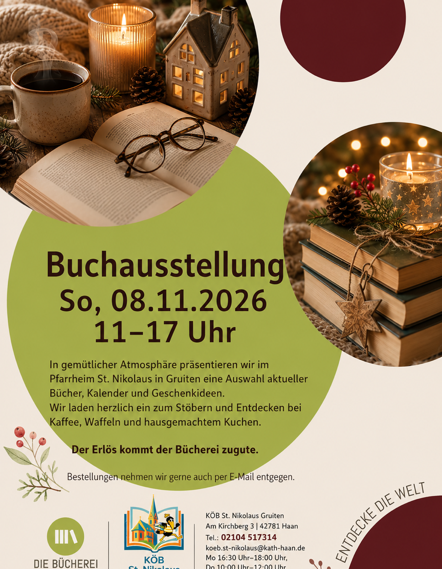 Buchausstellung am 8. November im Pfarrheim Gruiten
