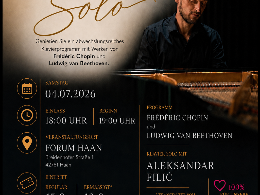 Benefizkonzert mit Werken von Ludwig van Beethoven und Frédéric Chopin