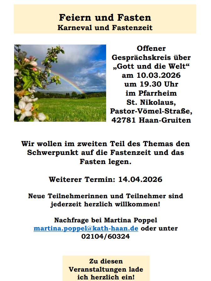 Offener Gesprächskreis zu Gott und die Welt